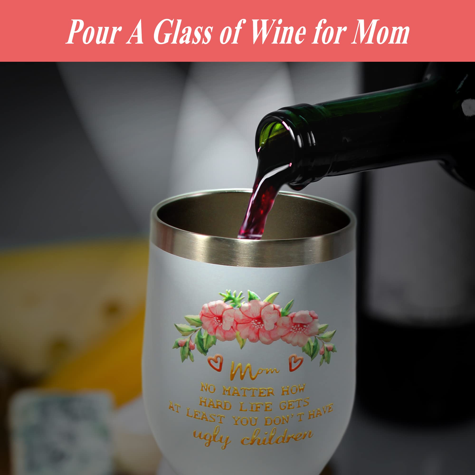 MAMAGIFTREE 12oz Insulated Wine Tumbler with Lid - Best Grandma Ever Stainless Steel Wine Glass - Perfect Grandma Gifts - Thoughtful Grandma Birthday Gifts for Wine Lovers
