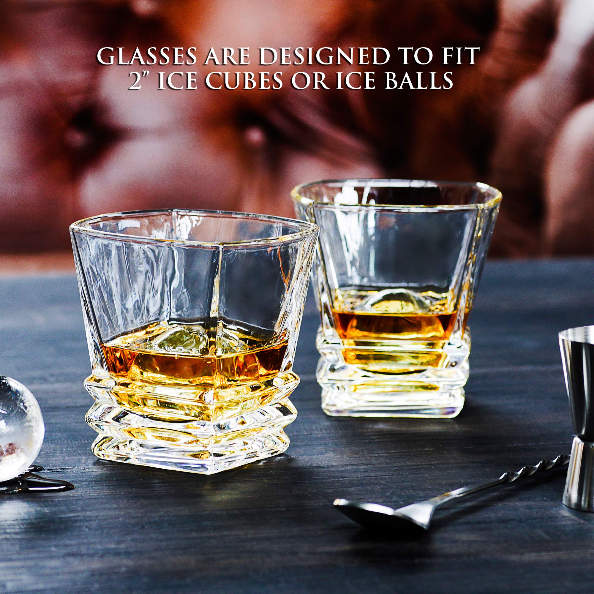 Maketh The Man Crystal Whiskey Glass Set - Premium 10oz Bourbon Glasses, Old Fashioned Whiskey Glasses & Scotch Glasses. Double Old Fashioned Glass for Whisky & Other Liquors.