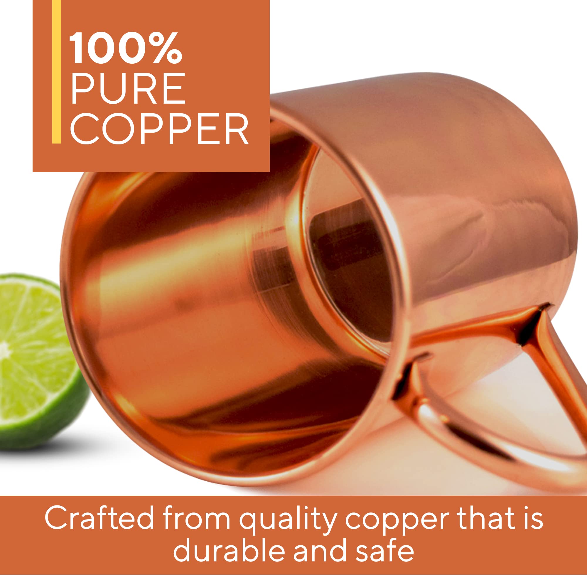 Moscow Mule Copper Mug by Solid Copper - Authentic Moscow Mule Mugs Unlined 16 oz