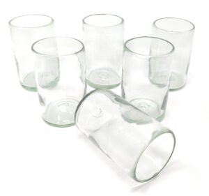 dos sueños hand blown mexican drinking glasses – set of 6 natural clear glasses (14 oz each)