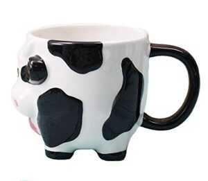 mozacona 3d ceramic relief cow coffee mug,hand painted milk cup with handle