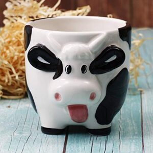 Mozacona 3D Ceramic Relief Cow Coffee Mug,Hand Painted Milk Cup with Handle