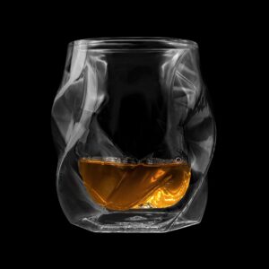 JAMES BENTLEY JB Whiskey Glass, Elevate your Drinking Experience Whiskey Set of 2 Hand Blown, Double Wall Glass Tumbler (6oz) with 2X Ice Ball Mold/Bourbon, Whiskey, Scotch Glasses for Men