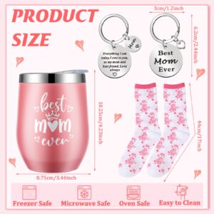 Ferraycle 2 Sets Teacher/Mom Cups for Women, Teacher/Mom Appreciation Gifts Daycare Mug Tumbler Keychain Socks for Appreciation Prechool Gift Teachers' Day/Mother's Day (Mom)