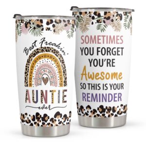 macorner aunt gifts tumbler - stainless steel tumbler 20oz - best auntie ever gifts for women - birthday christmas gift ideas for aunt from niece or nephew - new aunt - aunt birthday - aunt to be