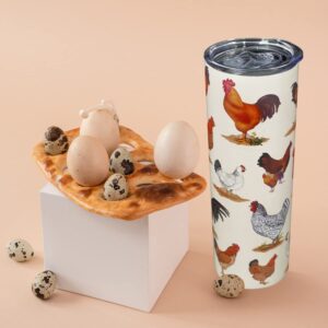 Breeds of Chicken Tumbler, Chicken Gifts for Chicken Lovers, Rooster Cup, Breeds of Chicken Tumbler, Cute Tumbler with Lid and Straw, Chicken Cup Travel Mug Coffee Mugs- 20 OZ Chicken Breed Tumbler