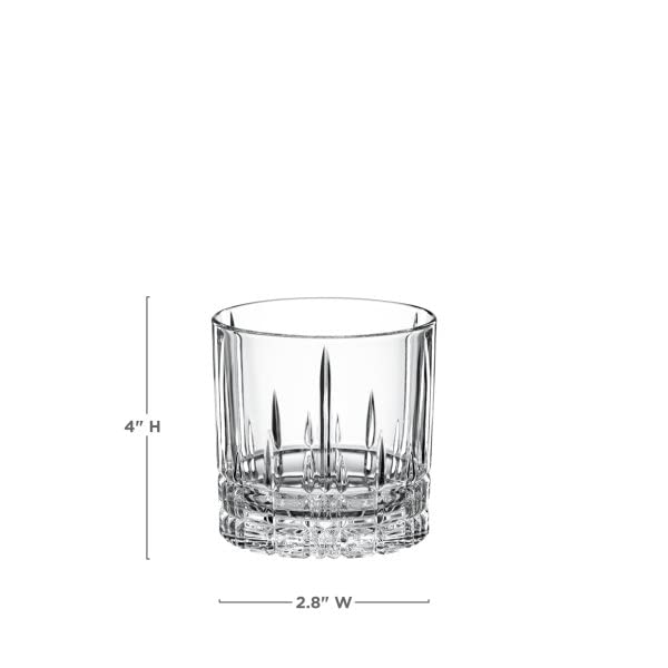 Spiegelau Perfect Serve Double Old Fashioned Glasses Set of 4 - Lowball Cocktail Glasses European-Made Crystal, Dishwasher Safe, Professional Quality Cocktail Glass Gift Set - 13 oz