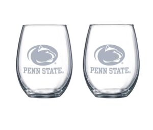 rfsj penn state nittany lions etched satin frost logo wine or beverage glass set of 2