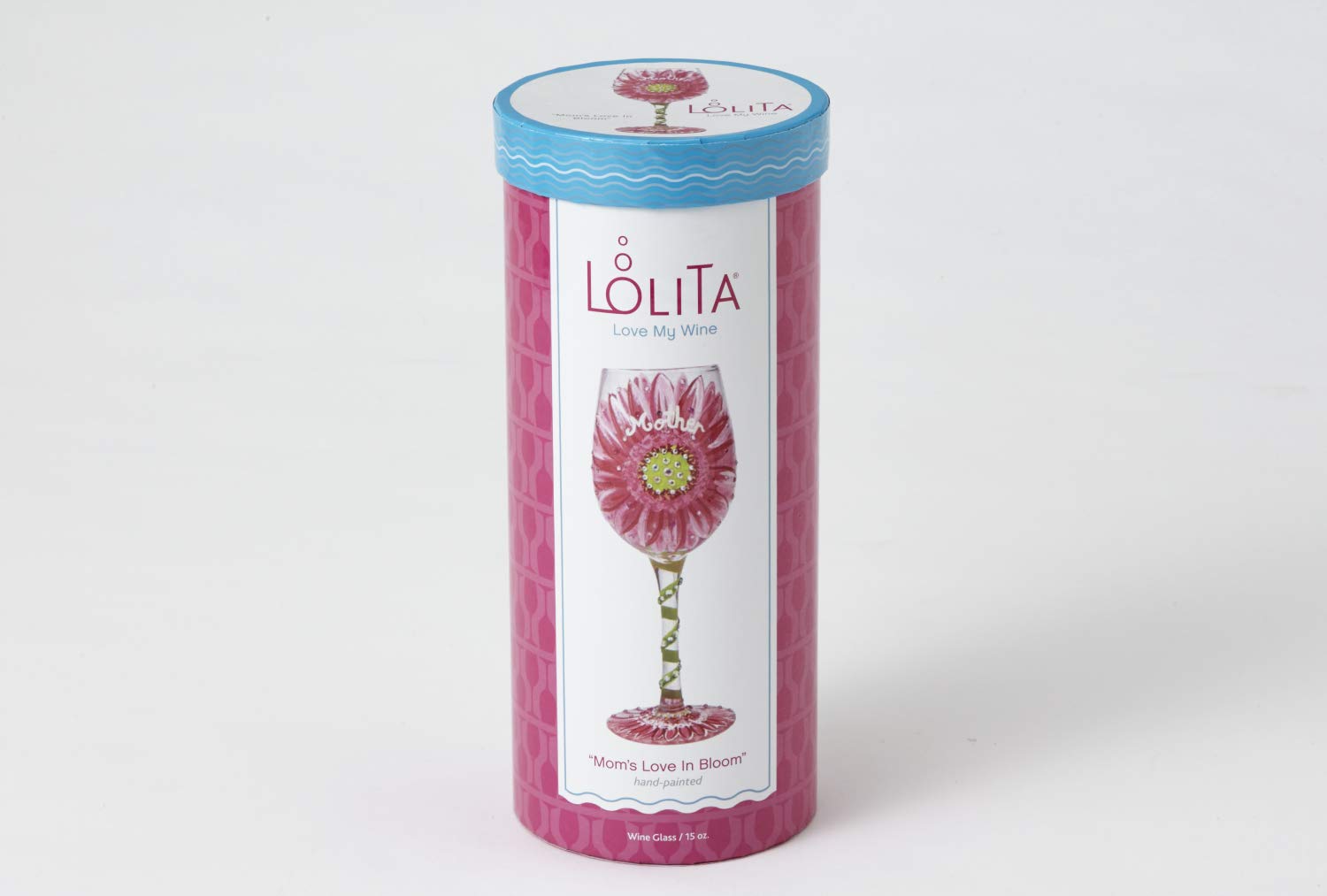 Designs by Lolita “Mom’s Love in Bloom” Hand-painted Artisan Wine Glass, 15 oz.