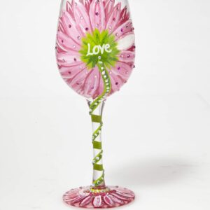 Designs by Lolita “Mom’s Love in Bloom” Hand-painted Artisan Wine Glass, 15 oz.
