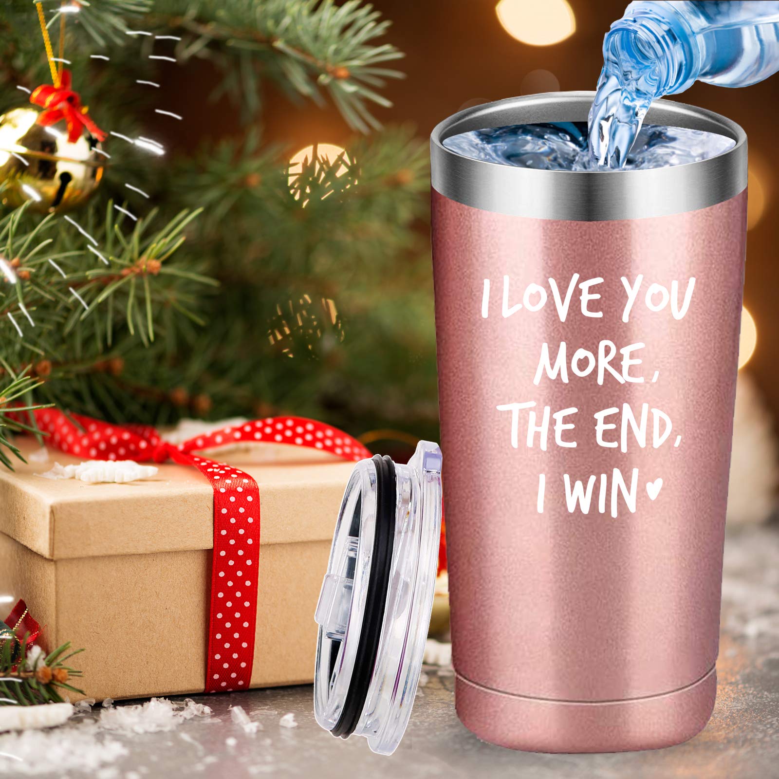 Mamihlap I Love You More The End I Win Travel Mug Tumbler.Funny Valentine's Day Anniversary Birthday Christmas Day Gifts for Men Women Wife Husband Boyfriend Girlfriend(20 oz Rose Gold)