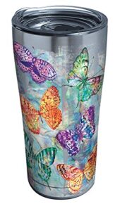 tervis butterfly glow triple walled insulated tumbler travel cup keeps drinks cold & hot, 20oz legacy, stainless steel