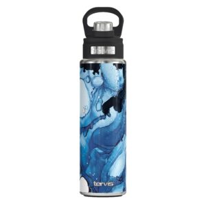 tervis inkreel - blue tides triple walled insulated tumbler travel cup keeps drinks cold, 24oz wide mouth bottle, stainless steel