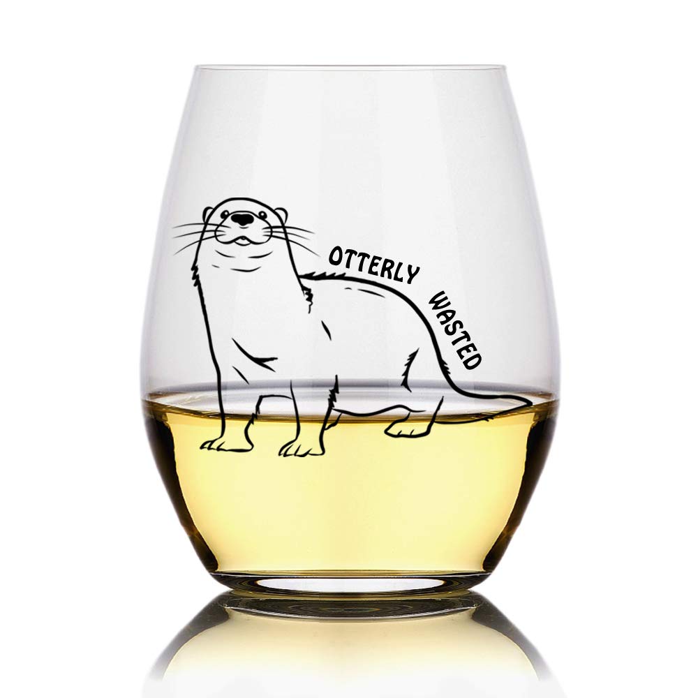 Perfectinsoy Otterly Wasted Cute Stemless Wine Glass, Otter Wine Glass, Gift For Otter Lover, otter-themed gifts