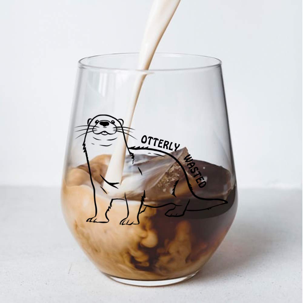 Perfectinsoy Otterly Wasted Cute Stemless Wine Glass, Otter Wine Glass, Gift For Otter Lover, otter-themed gifts