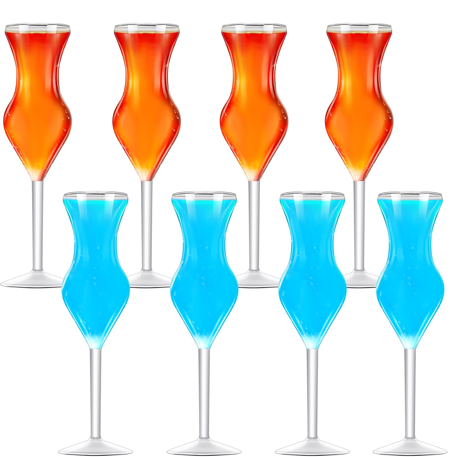 Suclain 8 Pcs Funny Wine Glasses Fancy Shaped Wine Glass Cute Cocktail Glasses Cool Drinking Glasses Cup Creative Goblet Glassware for Party Champagne Housewarming Bar Celebration Gift