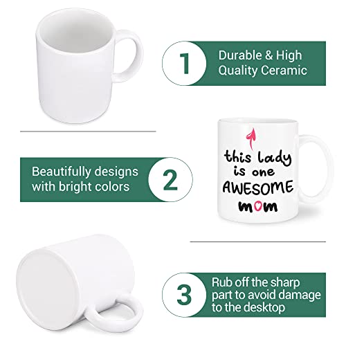 Gifts for Mom from Daughter Son, This Lady is One Awesome Mom, 11oz Novelty Funny Coffee Mugs, Christmas Birthday Mothers Day Presents Idea