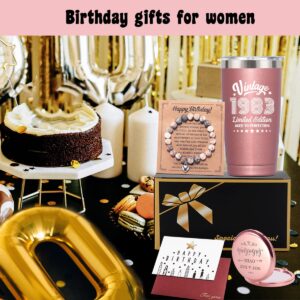 Xinezaa 41st Birthday Gifts Set for Men Women, 41st Birthday Gift for Friend Coworker Wife Mom Aunt, Happy 41 Years Old Birthday Party Decorations, 20oz Tumbler Cup, Rose Gold