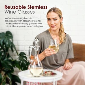 Van-Bar Premium Unbreakable Stemless Plastic Wine Glasses - 16 oz (set of 6) 100% Tritan Plastic - Reusable - Elegant - Shatterproof - Dishwasher Safe - Acrylic - Great for Indoor and Outdoor