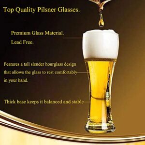 Ecentaur Pilsner Beer Glasses Steins Pint Glass Beer Mug for Drinking Classics Beer Cup Tumblers Pub Drinkware Bar Glassware Set of 6