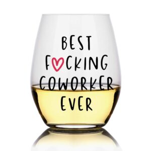 perfectinsoy best coworker ever wine glass, funny coworker gift for her, women, wife, sister, mother, aunt, grandma, son, daughter, husband, friend leaving or going away present for men and women