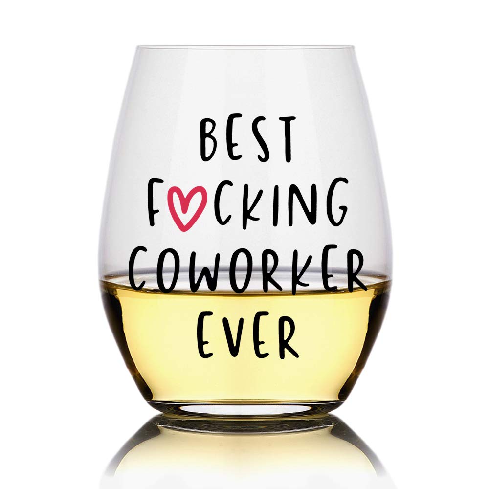 Perfectinsoy Best Coworker Ever Wine Glass, Funny Coworker Gift For Her, Women, Wife, Sister, Mother, Aunt, Grandma, Son, Daughter, Husband, Friend Leaving or Going Away Present for Men and Women