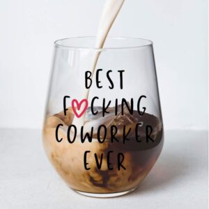 Perfectinsoy Best Coworker Ever Wine Glass, Funny Coworker Gift For Her, Women, Wife, Sister, Mother, Aunt, Grandma, Son, Daughter, Husband, Friend Leaving or Going Away Present for Men and Women