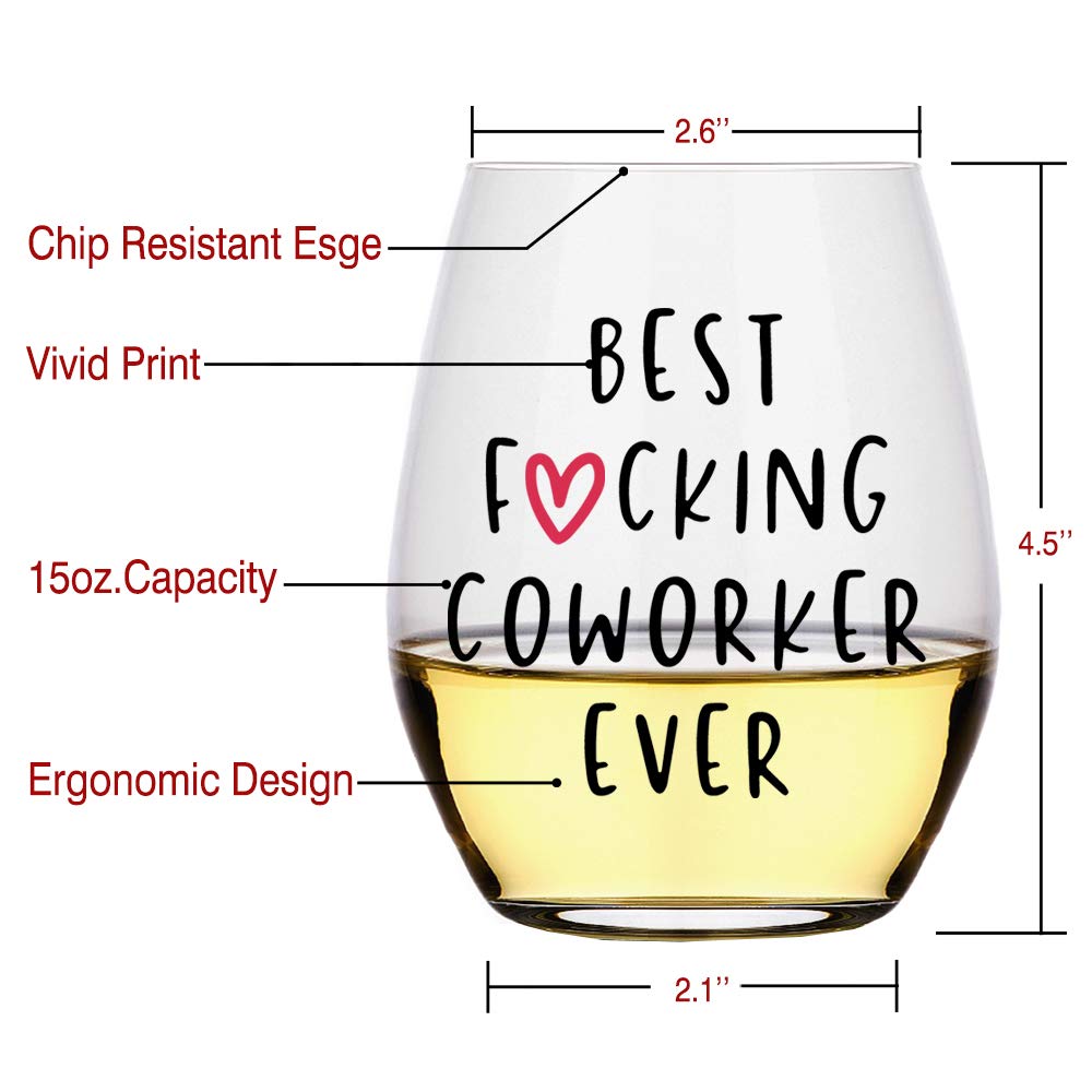 Perfectinsoy Best Coworker Ever Wine Glass, Funny Coworker Gift For Her, Women, Wife, Sister, Mother, Aunt, Grandma, Son, Daughter, Husband, Friend Leaving or Going Away Present for Men and Women