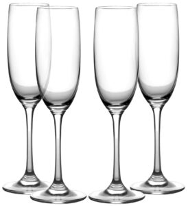 amlong crystal lead-free champagne flutes glasses, normal stem, set of 4