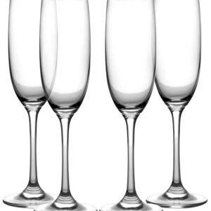 Amlong Crystal Lead-Free Champagne Flutes Glasses, Normal Stem, Set of 4