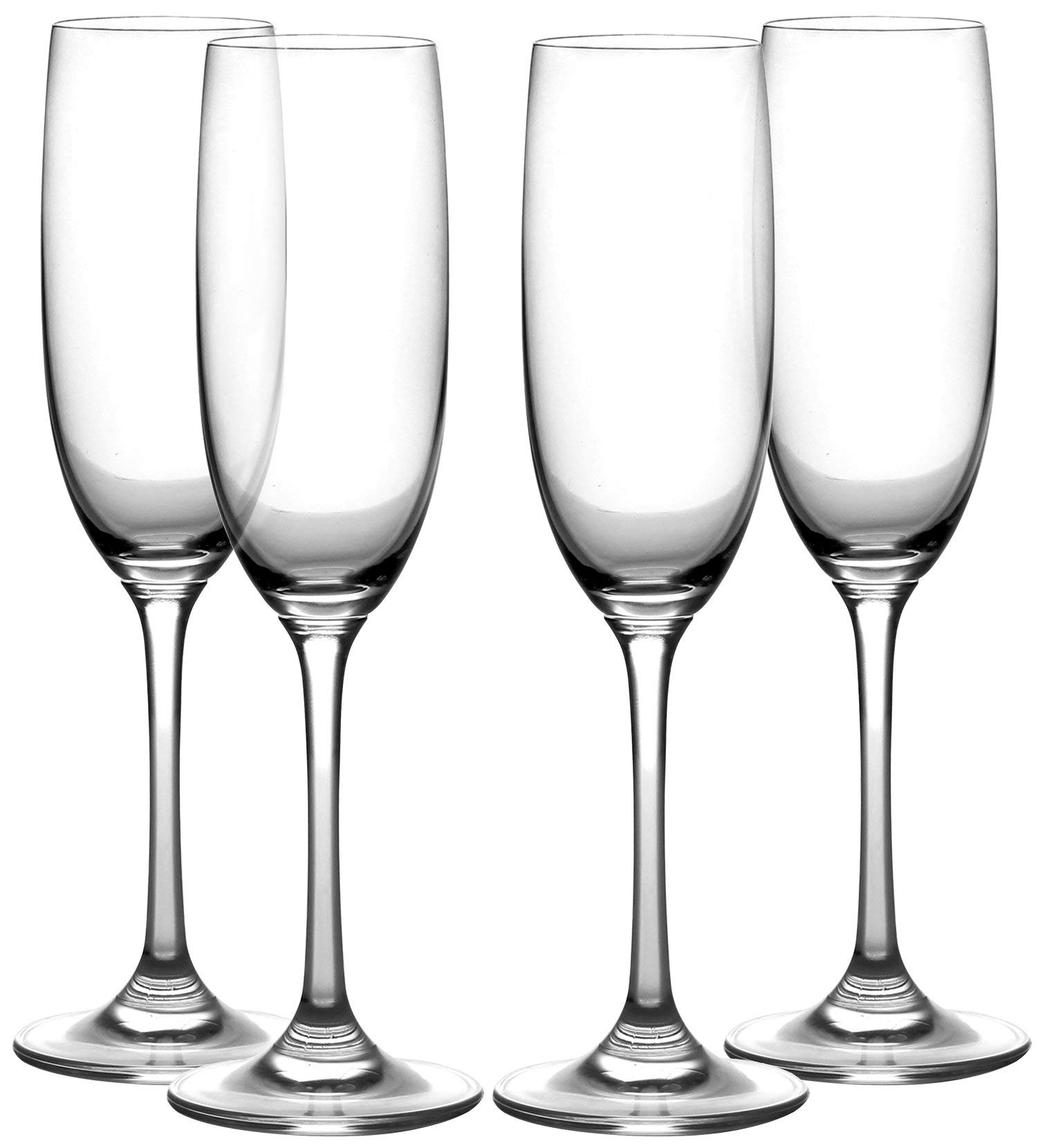 Amlong Crystal Lead-Free Champagne Flutes Glasses, Normal Stem, Set of 4