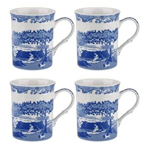spode blue italian large mugs | set of 4 | 340ml / 12-ounces | cup for coffee, tea, and other beverages | blue/white | made of porcelain | dishwasher safe