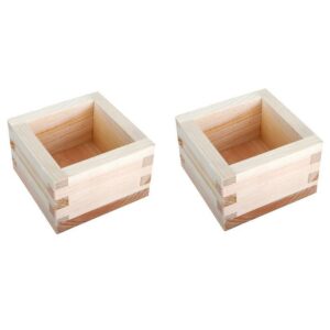 japanbargain 2757, wooden sake cups masu japanese hinoki wood saki cup box made in japan, plain, 4 ounce, set of 2