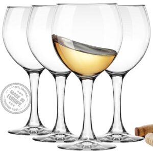 stemmed red wine glasses set of 4, all purpose 12 ¼ oz lead-free long stem wine glasses, crystal clear, dishwasher safe, restaurant quality