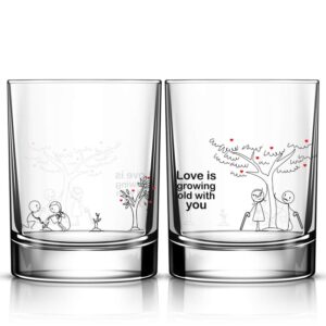 boldloft grow old with you couple drinking glasses-couple gifts for him her husband wife his hers gifts for anniversary wedding anniversary dating anniversary for boyfriend girlfriend