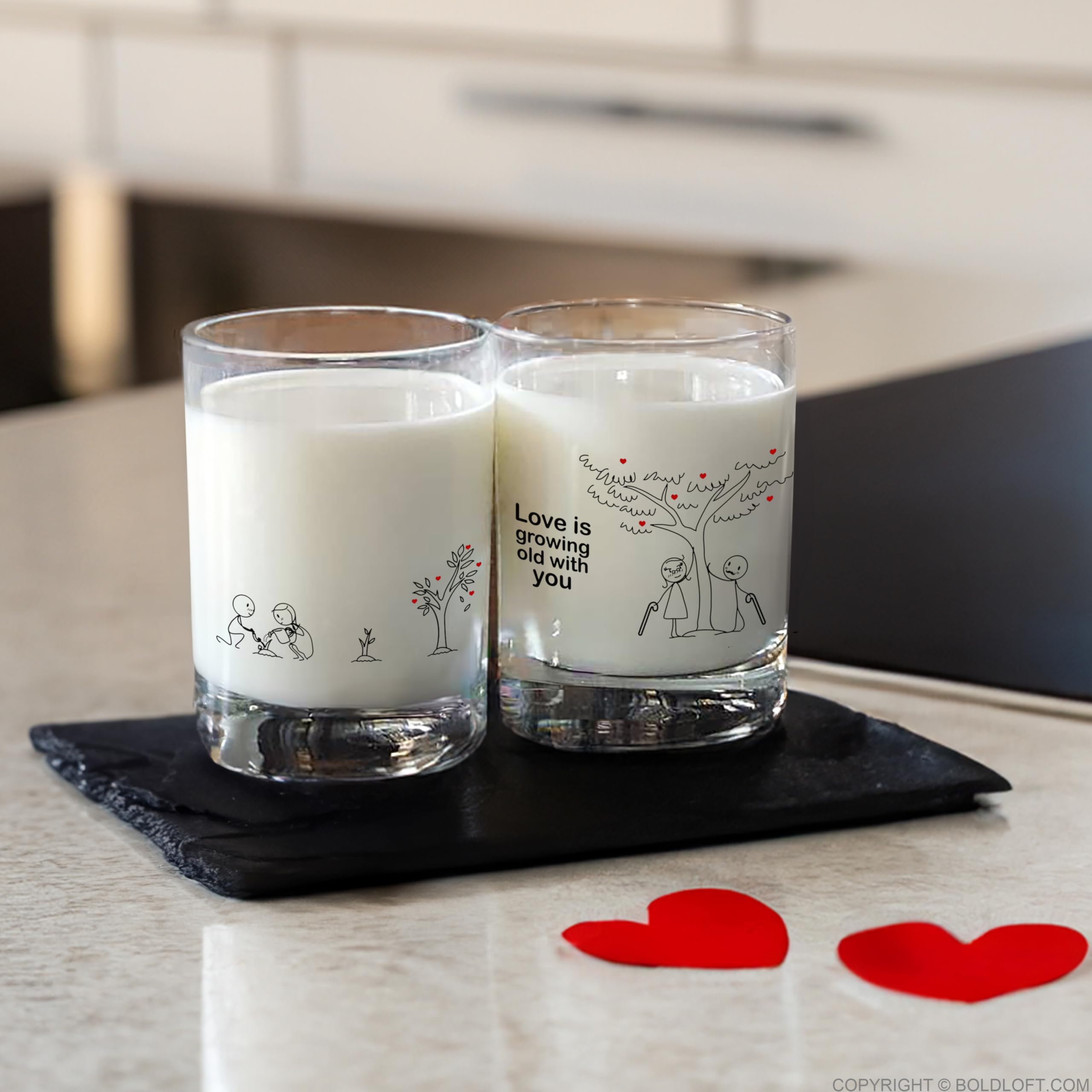 BoldLoft Grow Old with You Couple Drinking Glasses-Couple Gifts for Him Her Husband Wife His Hers Gifts for Anniversary Wedding Anniversary Dating Anniversary for Boyfriend Girlfriend
