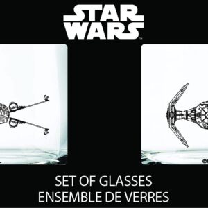 Star Wars Glass Set - X-Wing & TIE Fighter - Collectible Gift Set of 2 Cocktail Glasses - 10 oz Capacity - Classic Design - Heavy Base