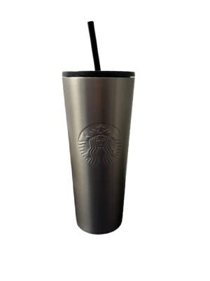 NEW Starbucks 2022 Core Silver Metallic & Black Stainless Steel Venti Tumbler,325 milliliter