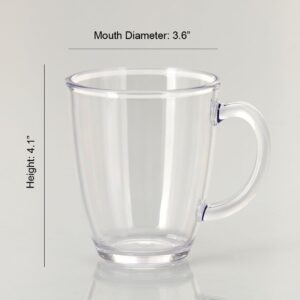 City Point 4 pcs 14 OZ OZ Crystal clear Plastic Coffee Mug, Break-Resistant Commercial Plastic Party Juice Cups, Picnic Drinking Cup