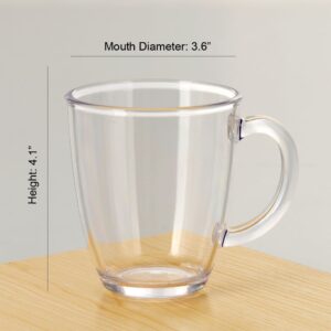 City Point 4 pcs 14 OZ OZ Crystal clear Plastic Coffee Mug, Break-Resistant Commercial Plastic Party Juice Cups, Picnic Drinking Cup