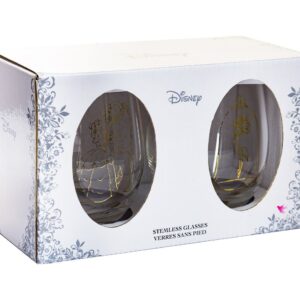 Disney Classics Collectible Stemless Tumbler Glass Sets - 16 Ounces - Set of 2 (Beauty & The Beast)