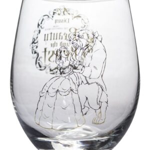 Disney Classics Collectible Stemless Tumbler Glass Sets - 16 Ounces - Set of 2 (Beauty & The Beast)