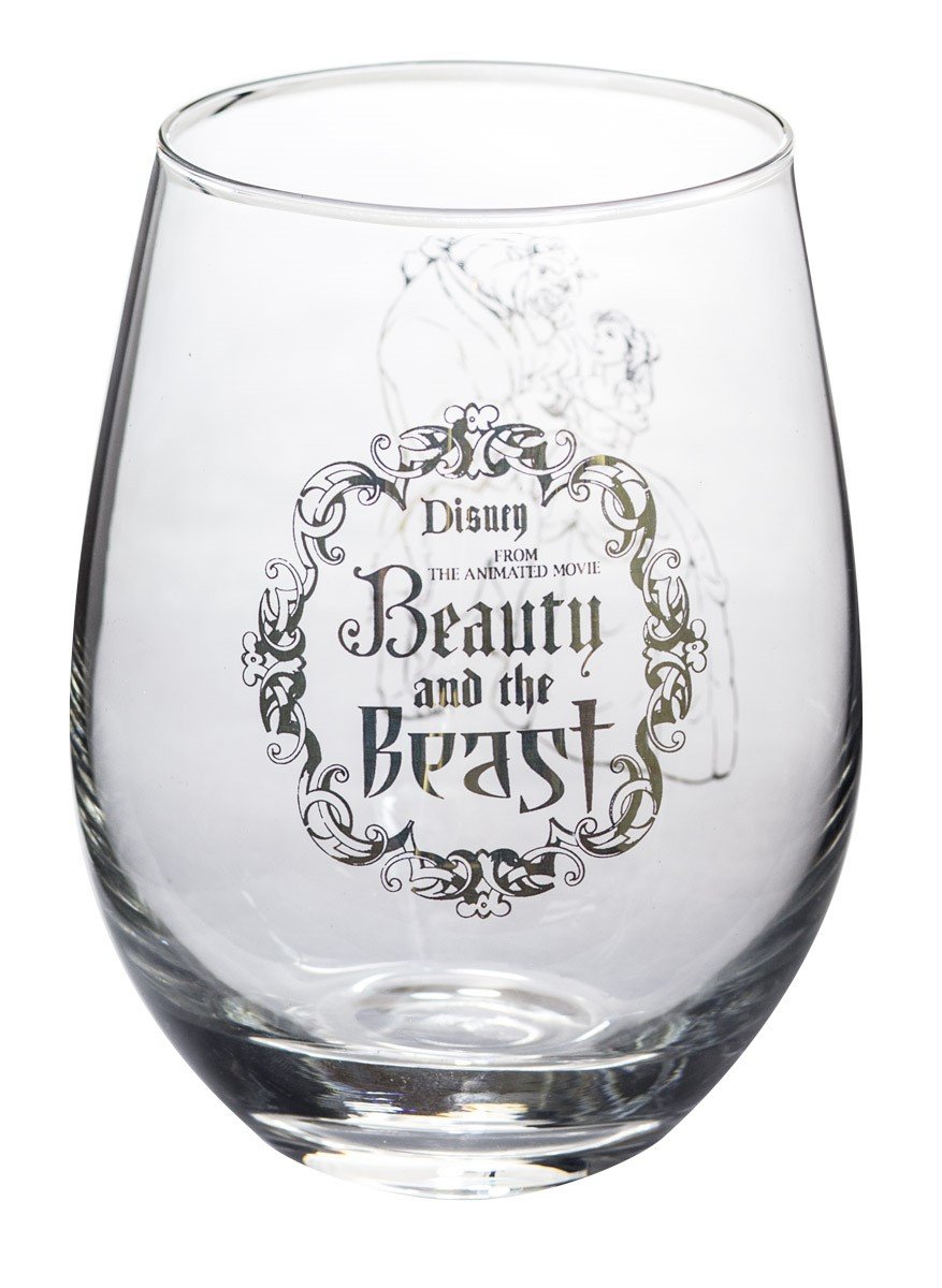 Disney Classics Collectible Stemless Tumbler Glass Sets - 16 Ounces - Set of 2 (Beauty & The Beast)