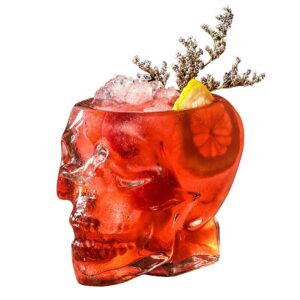 funny skull glass wine glass,drinking glass,gift,engraved design,large glasses,vodka spirits cup glass,new crystal skull cup,halloween decor gifts(350ml),clear,1 count (pack of 1)