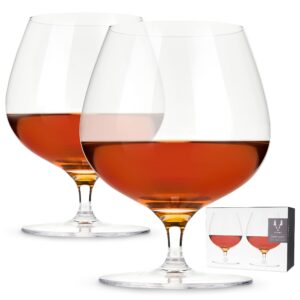 viski wingback brandy glass glassware set, stemmed wine glasses, cocktail glass gift, perfect for bourbon, rye, scotch, and mezcal, set of 2, 17oz