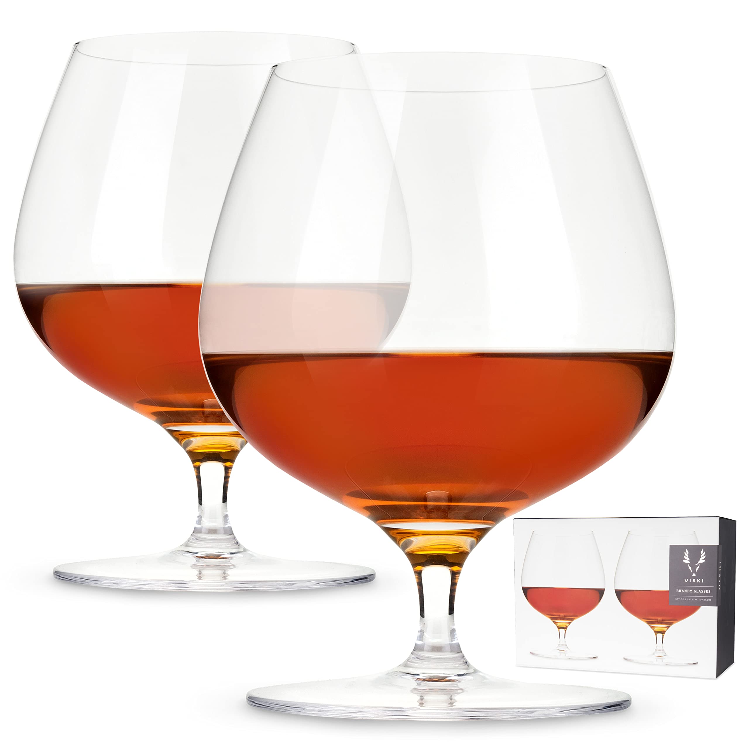 Viski Wingback Brandy Glass glassware set, Stemmed Wine glasses, Cocktail Glass Gift, Perfect for Bourbon, Rye, Scotch, and Mezcal, Set of 2, 17oz