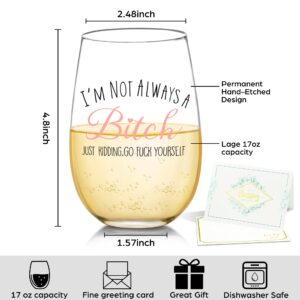 I'm Not Always A B, Just Kidding Funny Wine Glass Gifts for Women, Cute Christmas Birthday Gifts for Women, Girlfriend, Friend, Sister, BFF, Coworkers, Female, Her, Unique Bitchy Gifts Ideas for Women
