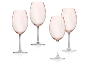 godinger wine glasses, stemmed wine glass goblet beverage cups - meridian blush, 12oz - set of 4