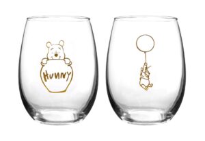 winnie the pooh collectible wine glass set (winnie), 16 fl oz
