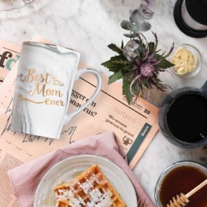 YHRJWN Best Mom Ever Coffee Mug for Mom Mother Mothers Day Mom Mug from Daughter Son Mom Coffee Mug 14Oz Gray Marble Mug with Exquisite Box Spoon Coaster Sock Gift Card